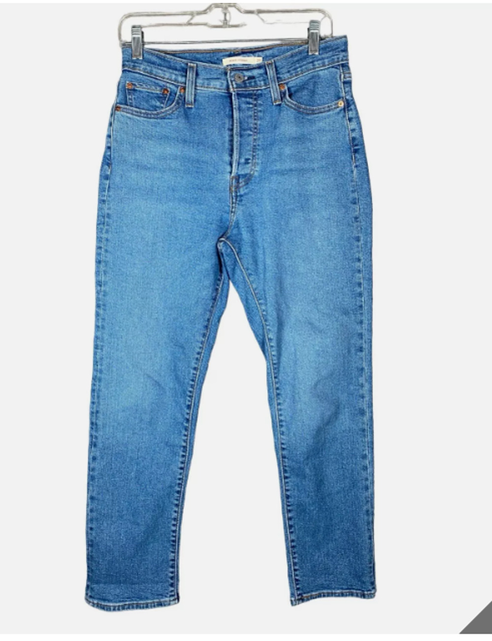 Levis Wedgie Straight Jeans Women's 27High Rise Button Fly Medium Stone Wash